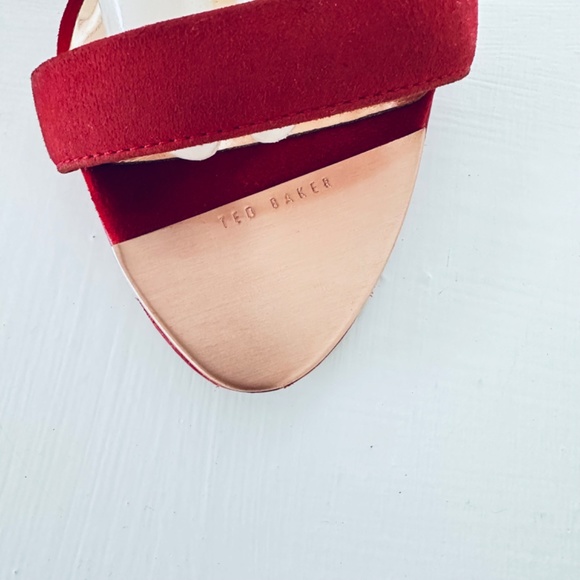 Ted Baker Ulanis Red Suede High Heel Sandals Shoes UK 8.5 EU 41.5 US 11 - Picture 3 of 8
